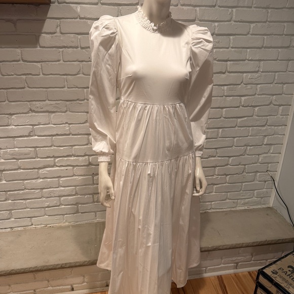 Danielle Bernstein White Boho Prairie Dress Sleeve Maxi Cottagecore Romantic - Picture 3 of 15